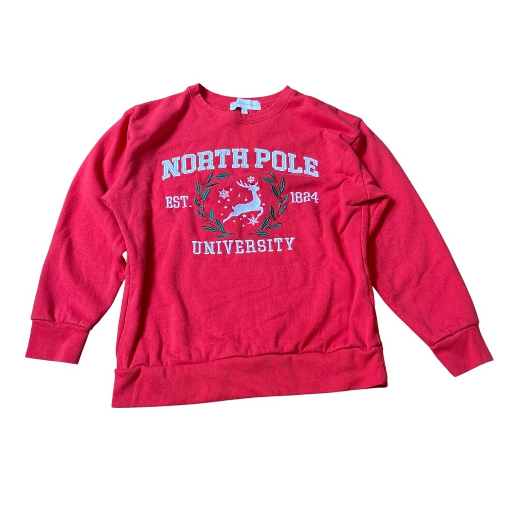 State of Mine Sweatshirt Womens Red North Pole University Graphic SIZE XS